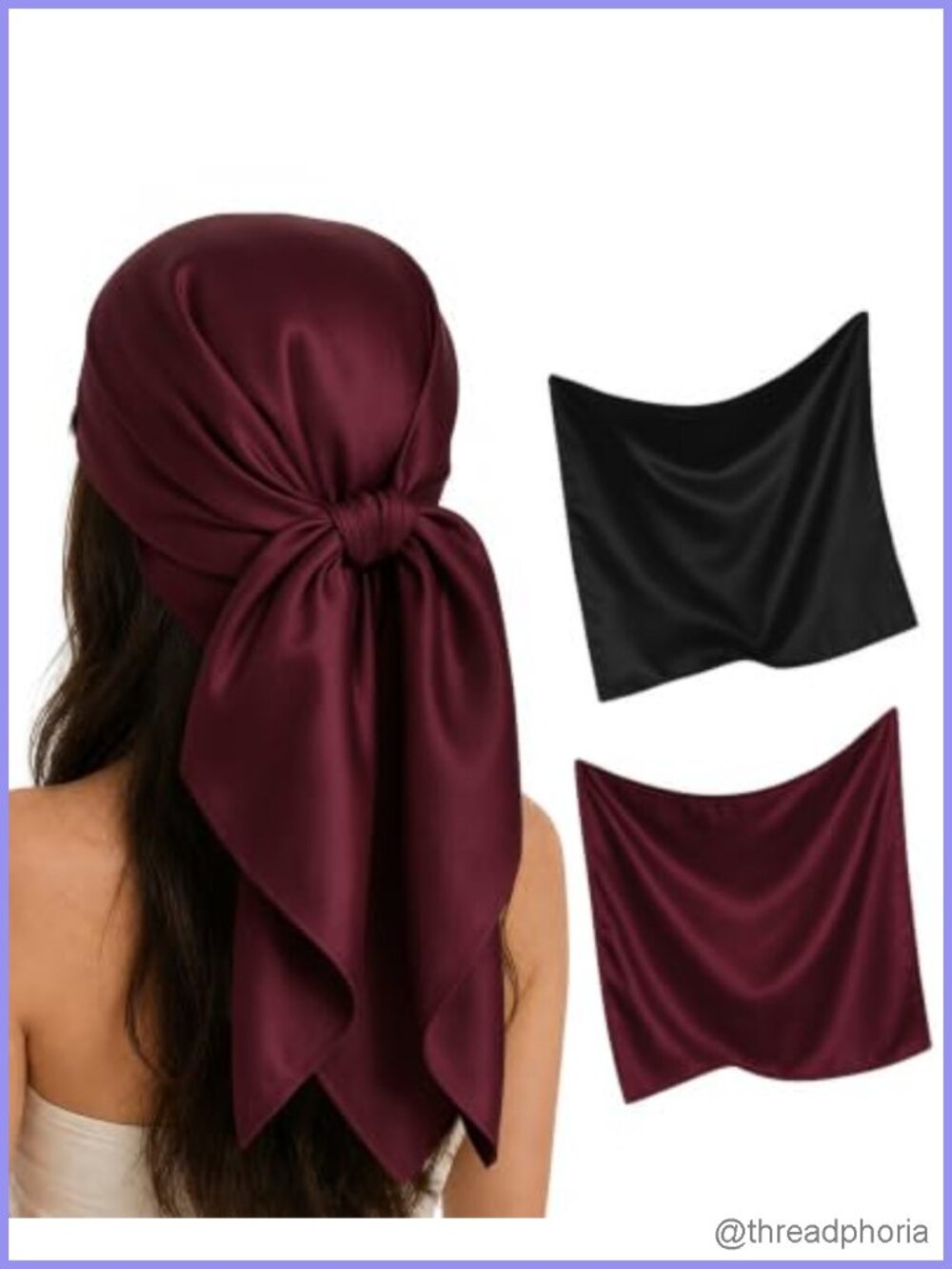 Satin Head Scarf 2 Pack 35 Square Hair Wrap Bandana